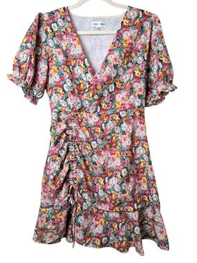 Oscar Street size 10 Floral Pink V-Neck Mini Dress